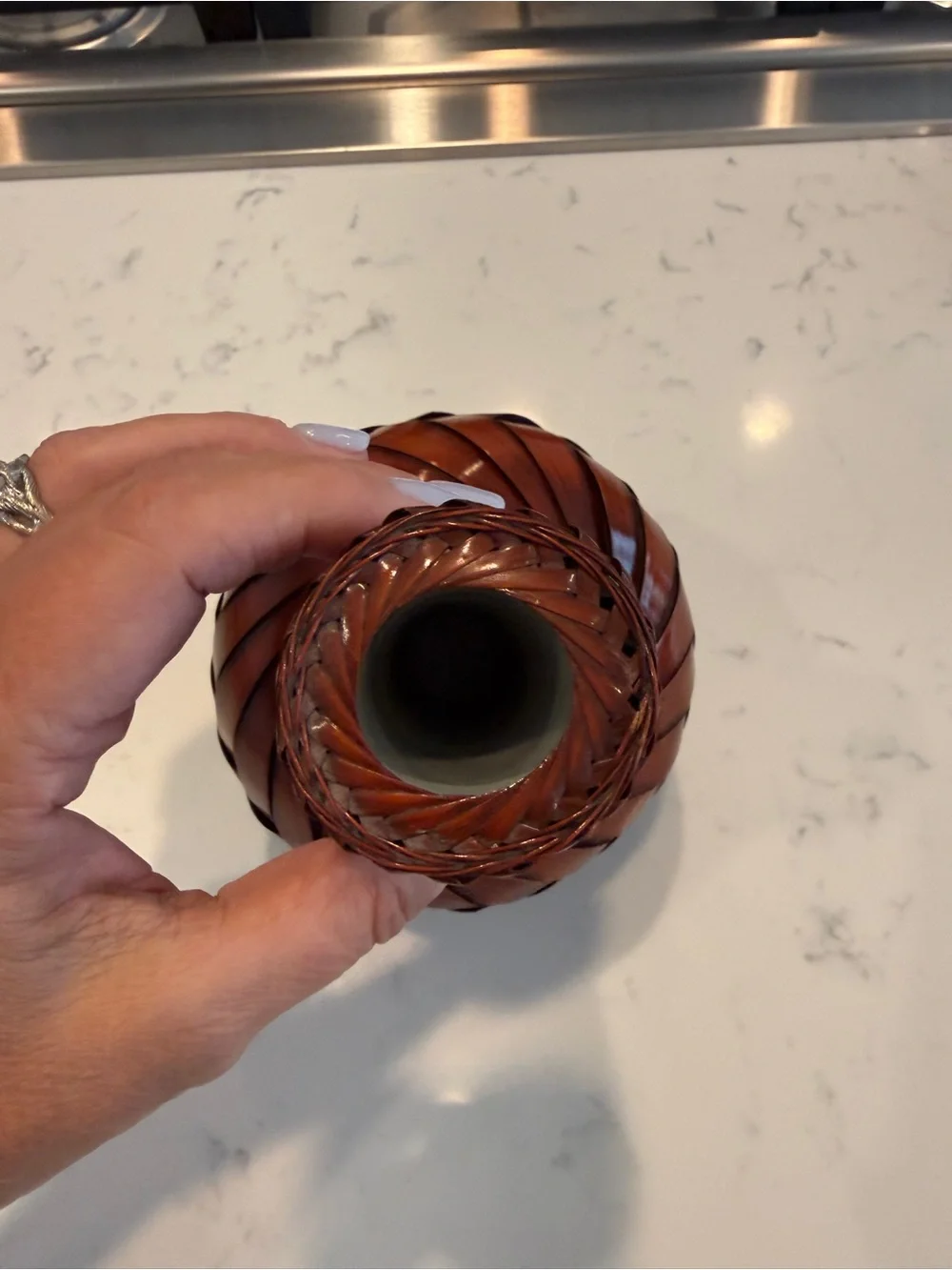 Woven Bamboo Rattan Vase rounded material unless